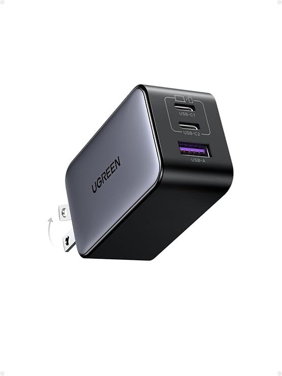 Cargador 65w Ugreen Carga Rápida Nexode Gan 2 Usb C + Usb A Color Gris