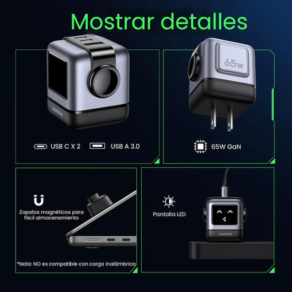 Cargador Ugreen C361 usb-c usb c carga 65w negro