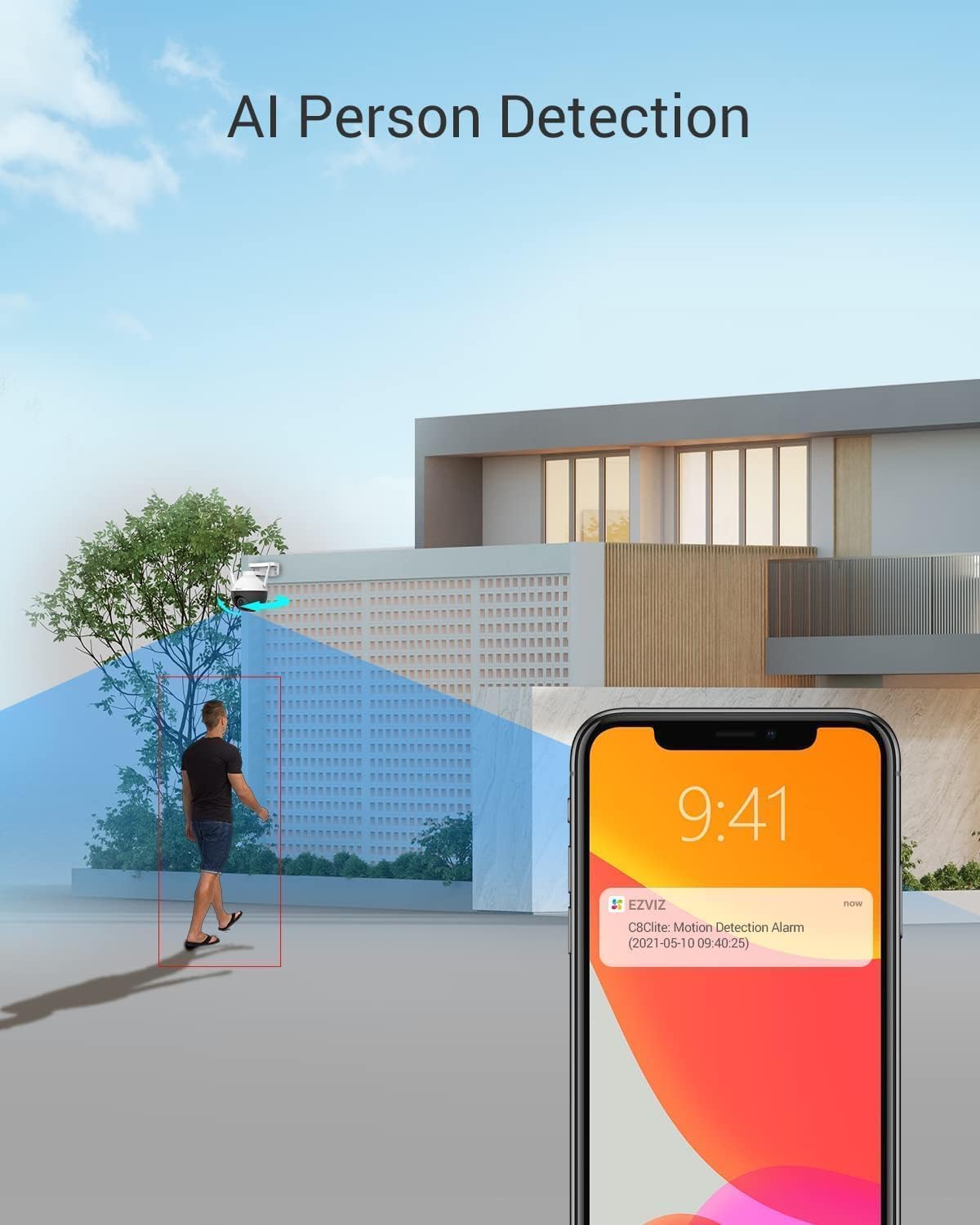 Cámara de seguridad Ezviz C8C 4mm con resolución 2MP visión nocturna incluida color blanco/negro