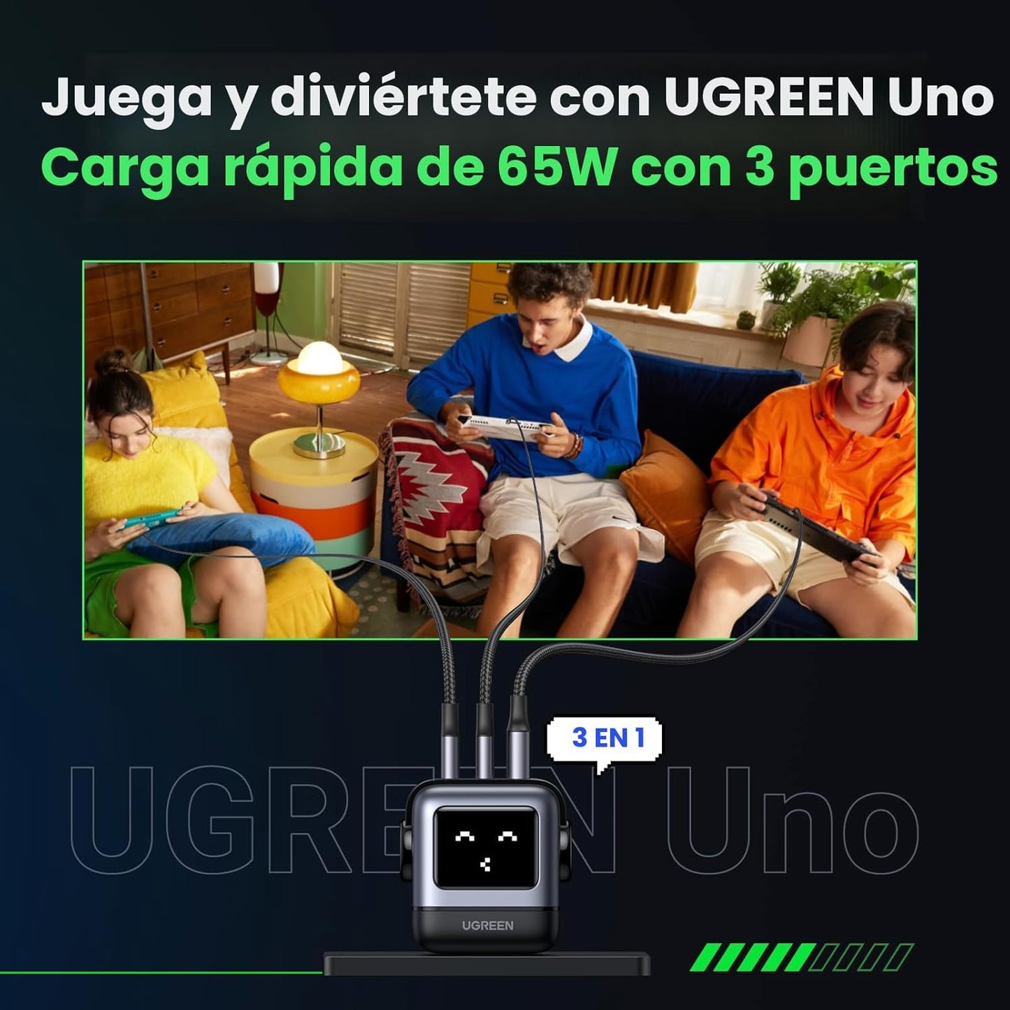 Cargador Ugreen C361 usb-c usb c carga 65w negro