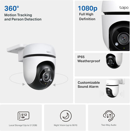 Camara De Seguridad Wifi Tp-link Tapo C510w 3mp Exterior 2k 2.4ghz Giro 360 Vision Nocturna Hasta 30 Metros