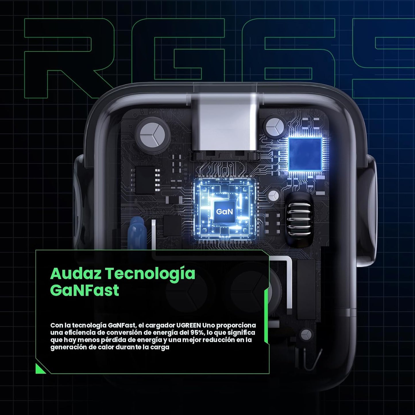 Cargador Ugreen C361 usb-c usb c carga 65w negro