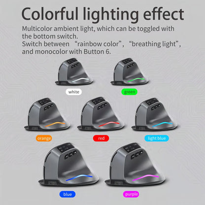 Mouse Vertical Zelotes F-26C Bluetooth Con Pantalla Inalambrico Recargable