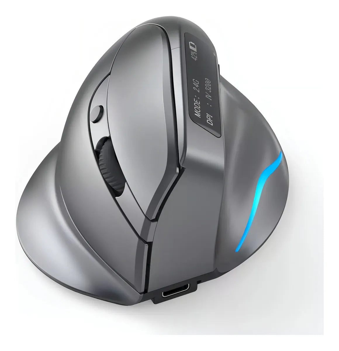 Mouse Vertical Zelotes F-26C Bluetooth Con Pantalla Inalambrico Recargable