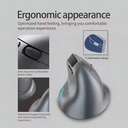 Mouse Vertical Zelotes F-26C Bluetooth Con Pantalla Inalambrico Recargable