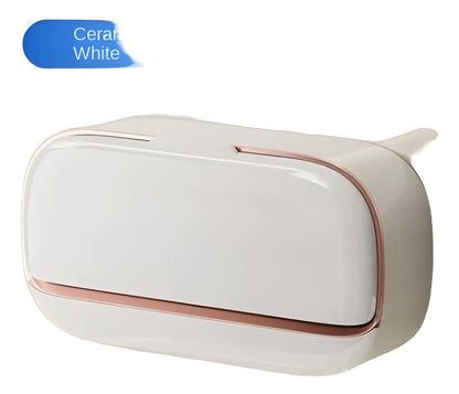 Jabonera Pared Tapa Abatible Doble Adhesiva Bandeja Drenaje Blanco