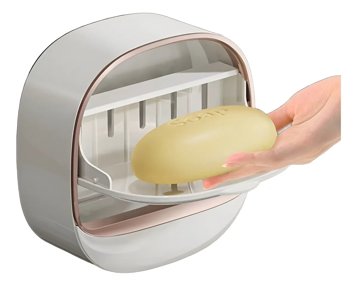 Jabonera Pared Ducha Tapa Abatible Adhesiva Bandeja Drenaje