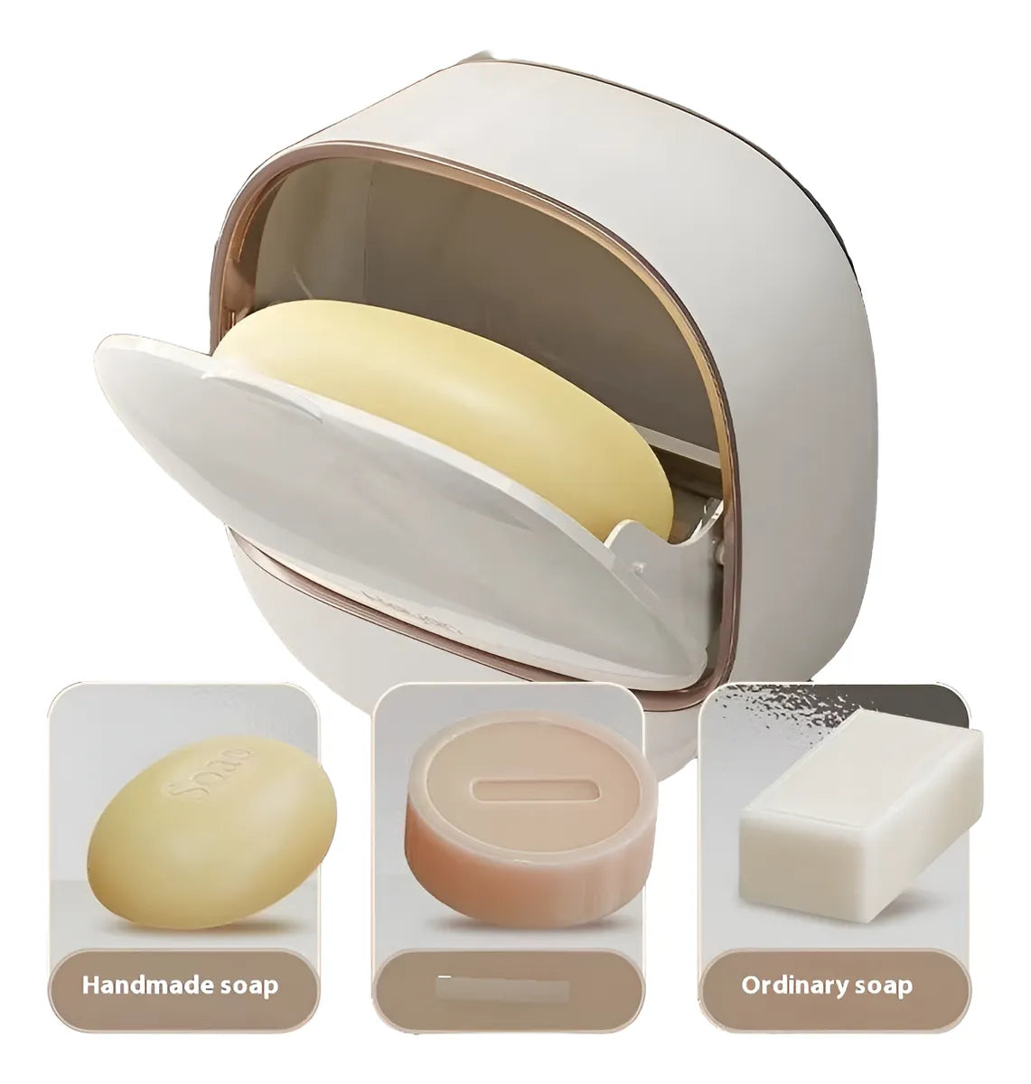 Jabonera Pared Ducha Tapa Abatible Adhesiva Bandeja Drenaje