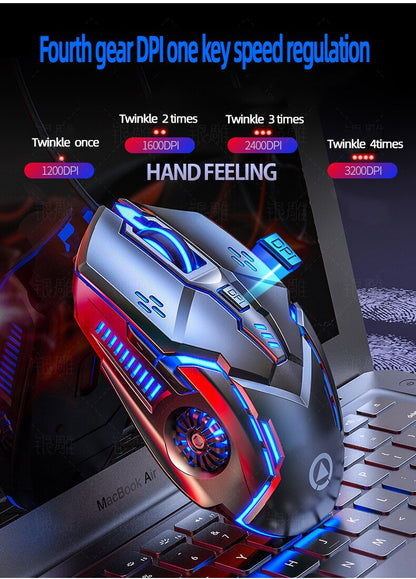 Mouse Silencioso G5 Gamer Optico 3200 Dpi Con Cable - Negro Negro